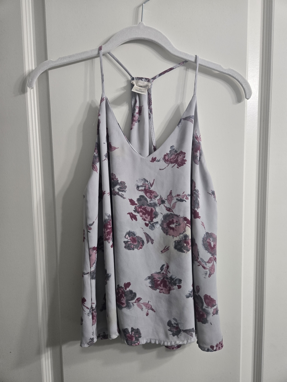 Wet Seal Light Gray Camisole with Pink Floral Print